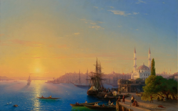 Вид Константинополя и Босфорского залива, 1856 (700x438, 246Kb)