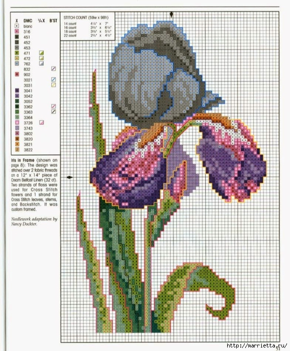 Панно с вышивкой цветов. Схемы (3) (577x700, 347Kb)