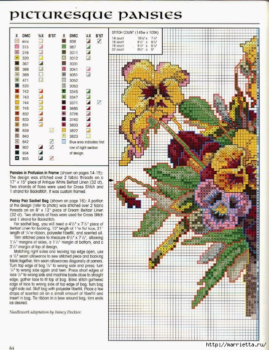 Схема вышивки панно. АНЮТИНЫ ГЛАЗКИ и бабочки (4) (537x700, 396Kb)