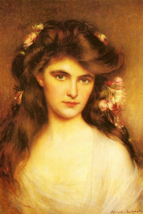 A Young Beauty with Flowers in her Hair (465x700, 341Kb)