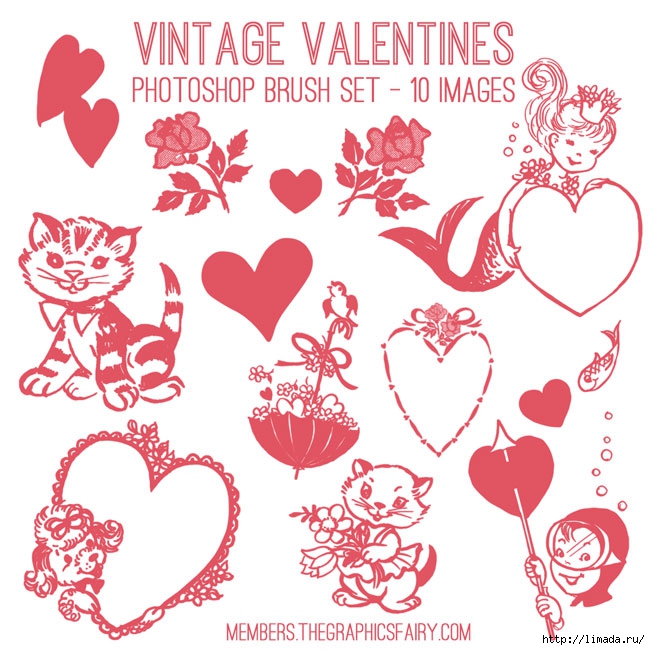 vintage_valentine_brushes_graphicsfairy (650x650, 262Kb)