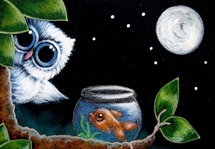 TINY-BLUE-OWL-WITH-1ST-PET-A-FISHjpg (700x483, 358Kb)