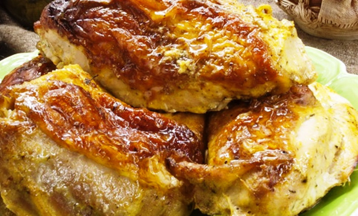 Курица в духовке с картошкой в кефире с пошагово