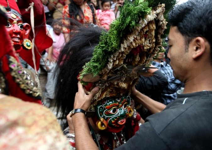 Индра Джатра фестиваль (Indra Jatra Festival) в Катманду, Непал , 20 сентября 2010 года. 