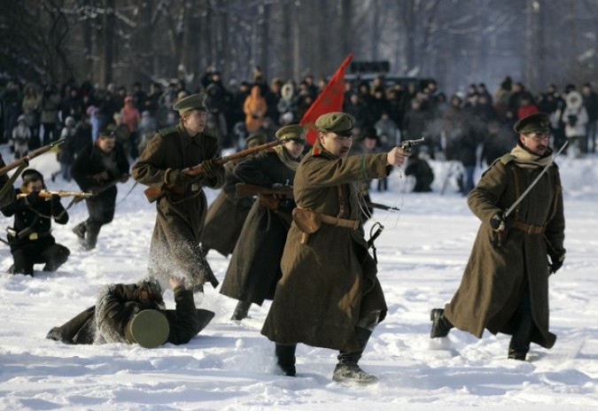 Солдаты русской армии прошли по Санкт-Петербургу, 23 февраля 2011 года.