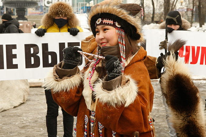 Шаманы прокляли Сергея Миронова, Пушкинская площадь, Москва, 25 февраля 2011 года.