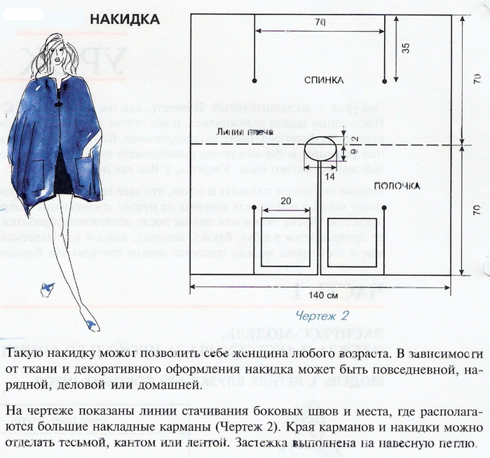 Женская накидка выкройка Женская накидка выкройка