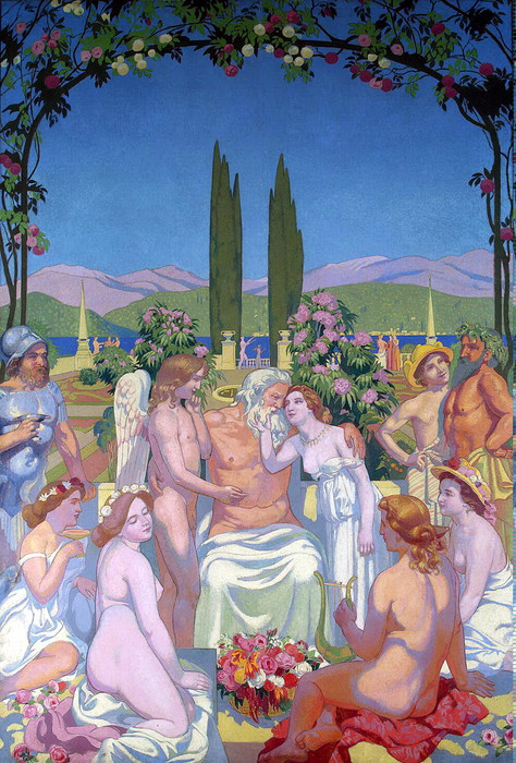 Морис Дени - Панно пятое. В присутствии богов Юпитер дарует Психее бессмертие и празднует ее брак с Амуром (474x700, 145Kb)