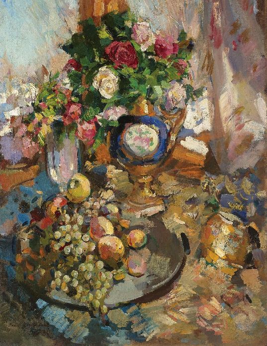 Константин Коровин 035 - Still Life with Roses and Fruits, 1921 (537x694, 127Kb)