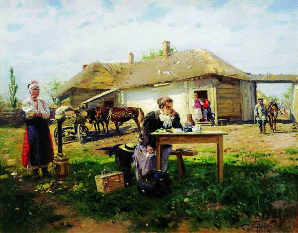 Приезд учительницы в деревню 1896 1897 (600x469, 80Kb)