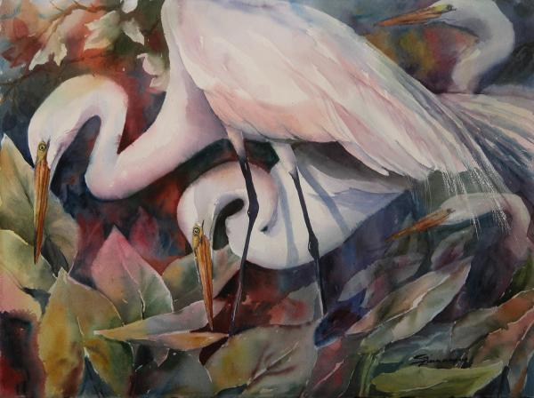 gathering-egrets-sue-zimmermann (600x448, 201Kb)