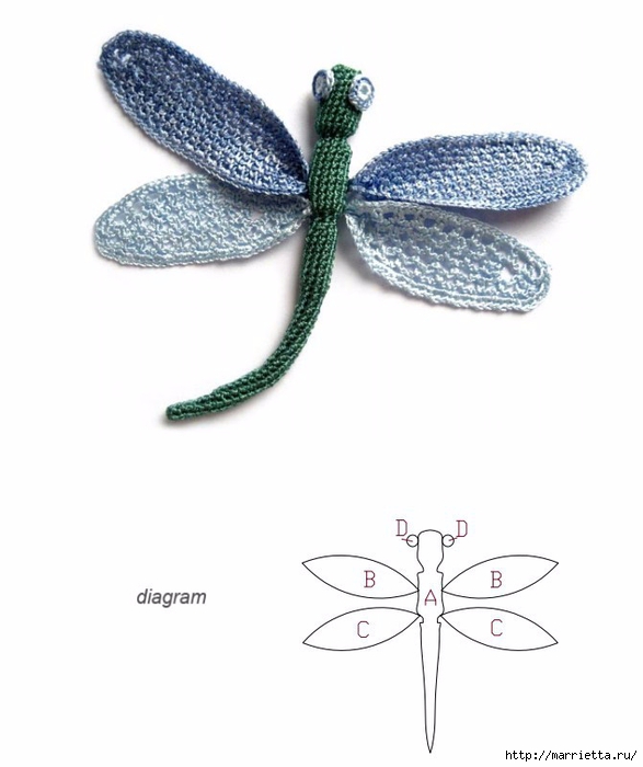 Стрекоза и бабочка крючком. Схемы (9) (587x700, 135Kb)