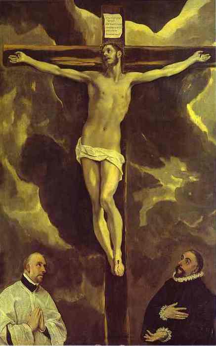 Christ on the Cross Adored by Two Donors. 1585-1590. Oil on canvas. The Louvre, Paris, France (437x700, 21Kb)