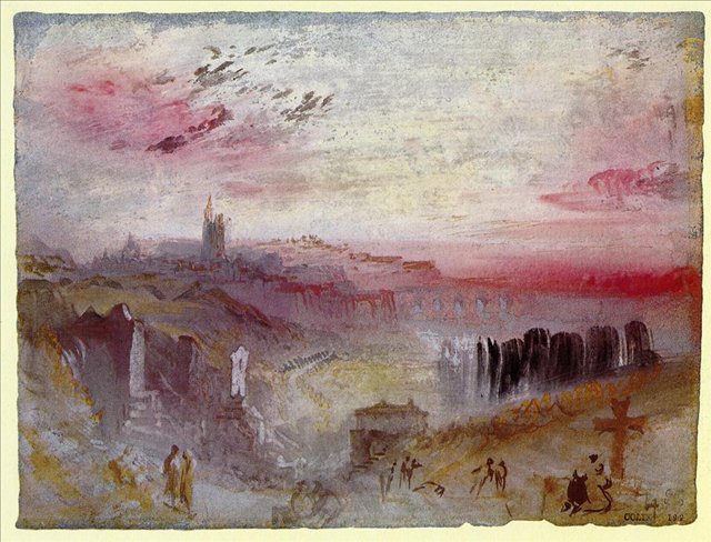 Вид над городом на закате с кладбищем на переднем плане 1832 (640x488, 83Kb)