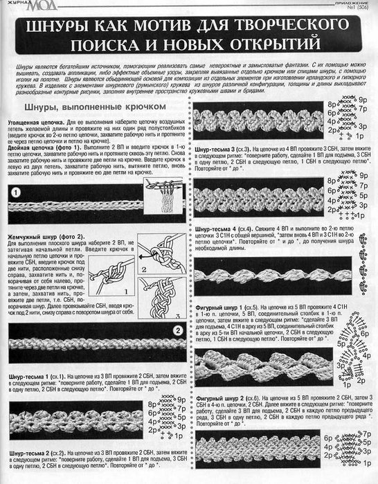 шнурок схема крючком