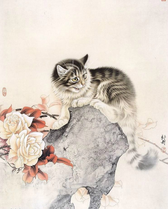Кошки художника Сюй Синьци (9) (563x700, 327Kb)