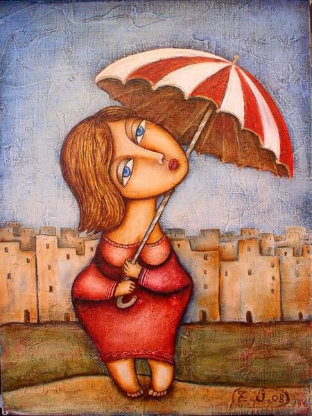 Зутлевицс Жанна. Девушка с зонтиком (450x600, 70Kb)