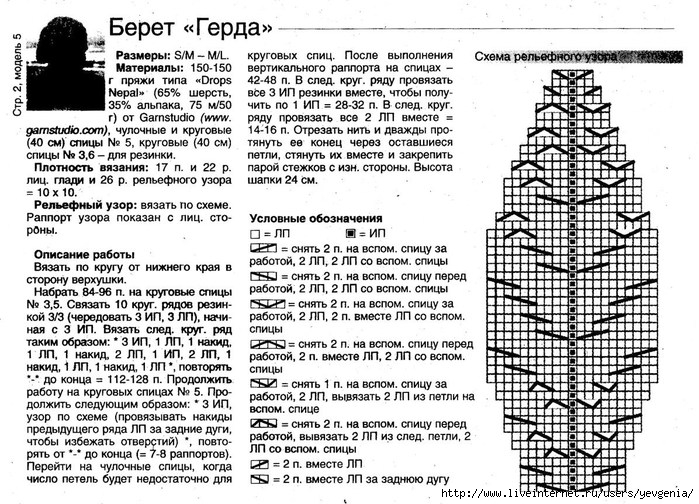 Берет «Герда» спицами с описанием и пошаговыми инструкциями