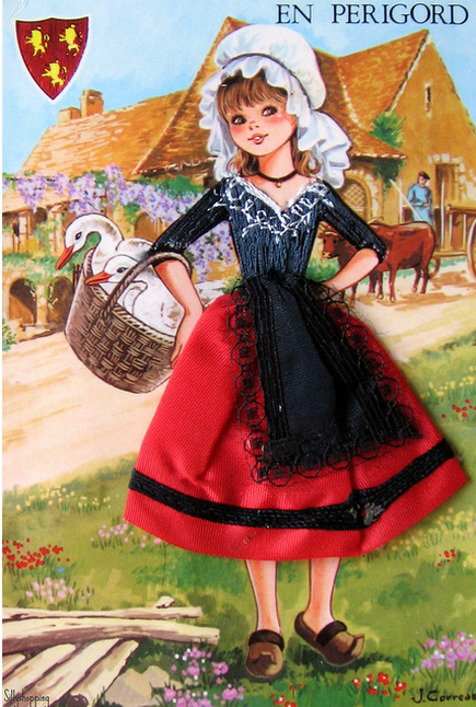 Vintage Big Eyed French Girl Embroidered Souvenir Postcard  Flickr - Photo Sharing! (435x646, 770Kb)