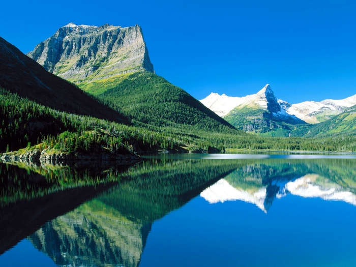 Mountains Mirrored, St. Mary Lake, Glacier National Park, Montana (700x525, 275Kb)