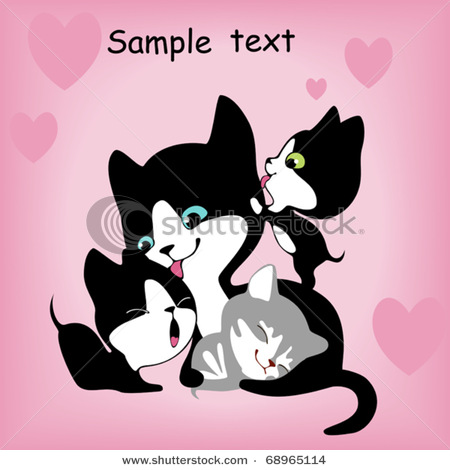 stock-vector-kittens-with-mom-in-pink-68965114 (450x470, 47Kb)