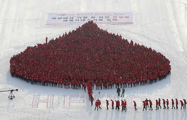 Капля крови в Пхенчхан, примерно в 180 км к востоку от Сеула, 23 февраля 2012 года.