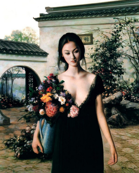 Китайские девушки художника Xie Chuyu (Се Чую)3 (563x700, 429Kb)