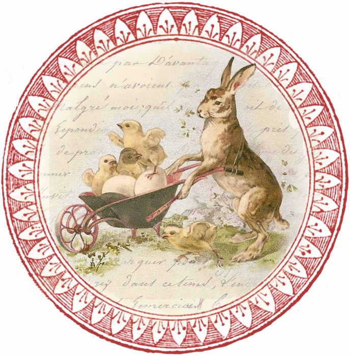 bunny & chicks ~ circular tag (688x700, 384Kb)