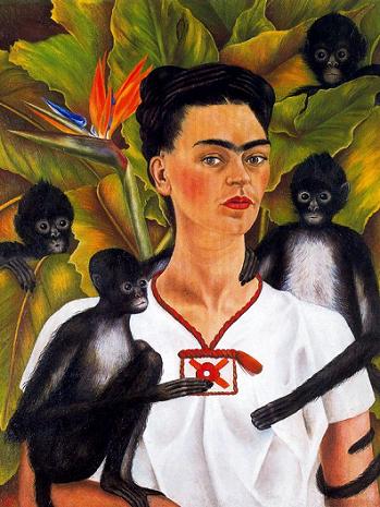 Frida_Kalo_Avtoportret_s_obezyanami_1943_Kollekciya_Gelman_Mehiko Автопортрет с попугаями 1941 (349x465, 38Kb)