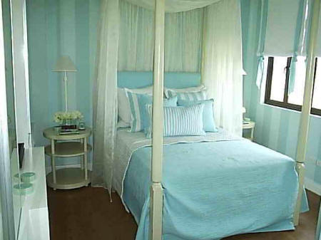 дизайн спальни голубой