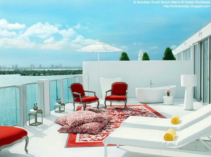 Удивительно красивый дизайн отеля Mondrian South Beach 8 (700x521, 78Kb)