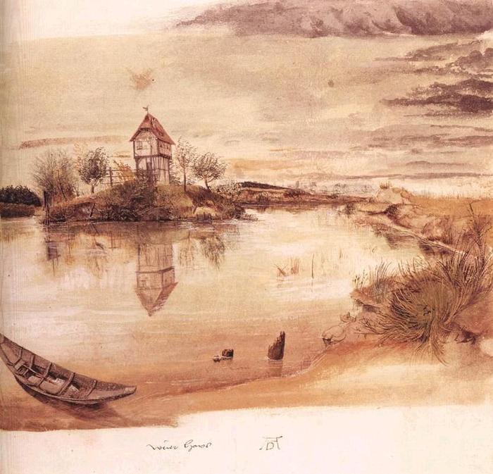 Дюрер - House by a Pond (c. 1496) (700x673, 75Kb)