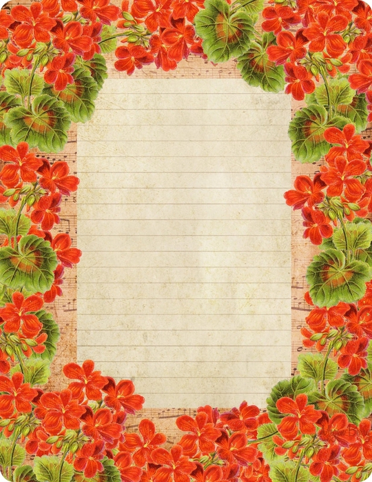 French sheet music lined paper ~ Grandma Hazel's Geraniums (540x700, 372Kb)