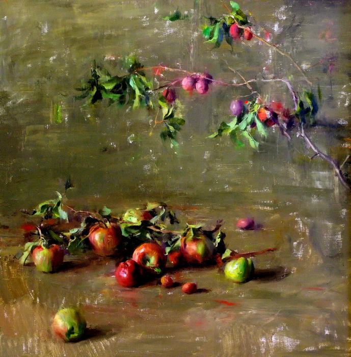 apples and plums, 36x36, sold (689x700, 199Kb)