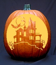 Haunted House Pumpkin Carving Pattern