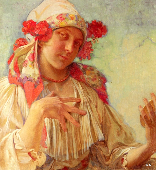 Портрет юной девушки в моравском костюме-1908 (646x700, 360Kb)