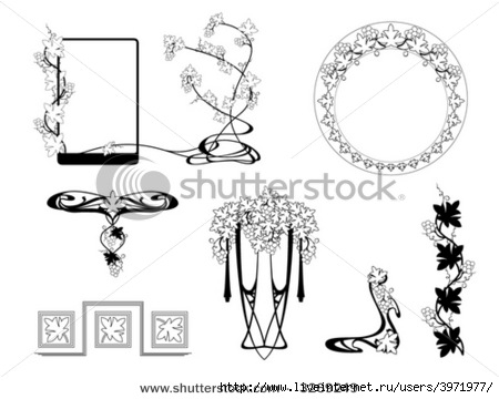stock-vector-collection-of-patterns-in-style-art-nouveau-3269249 (450x360, 75Kb)