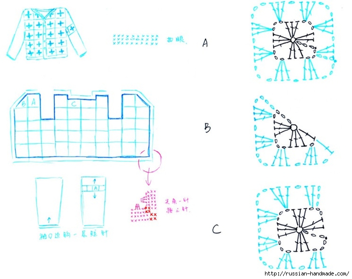 Жакет крючком для девочки. Схемы (7) (700x555, 172Kb)