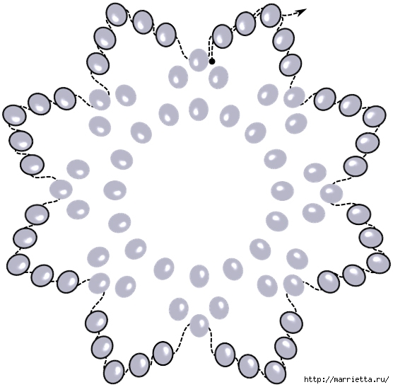 Звездный браслет Шарлотта. Плетение из бисера (7) (556x547, 119Kb)
