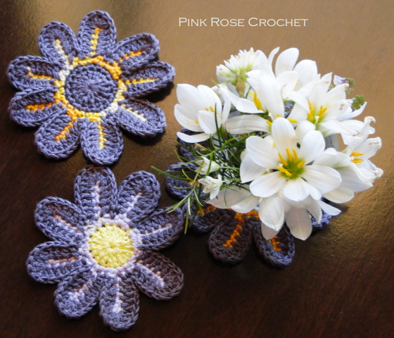 Flores Centrinho Roxa Crochet Coaster (560x480, 646Kb)
