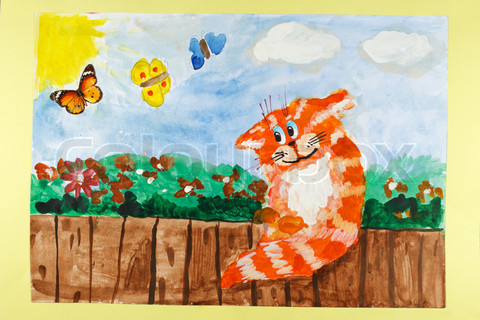 3087254-121102-red-cat-and-butterflies-a-children-s-drawing-and-watercolor (480x320, 101Kb)