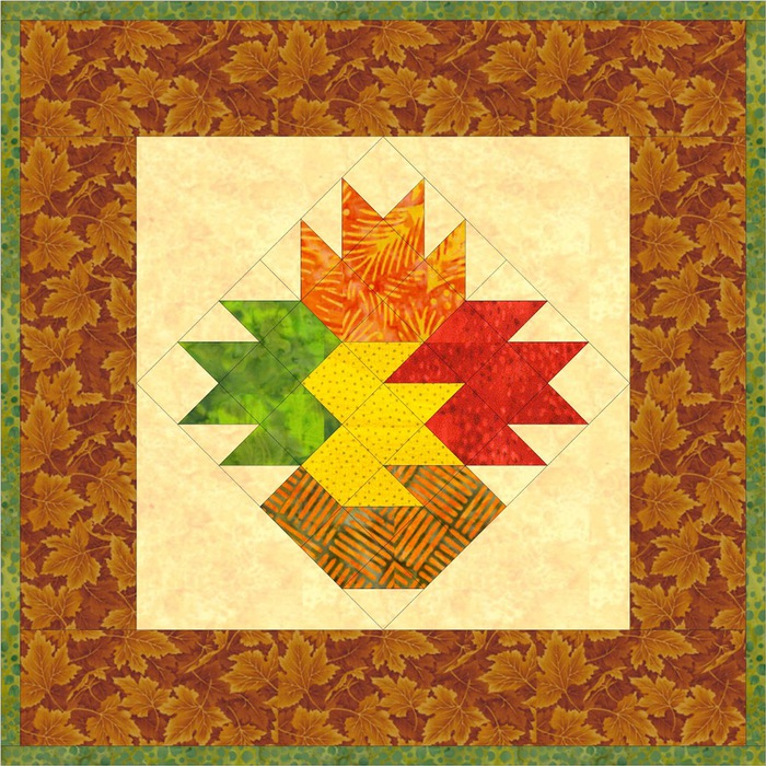 Leaf Vase One Block Wall Quilt (700x700, 206Kb)