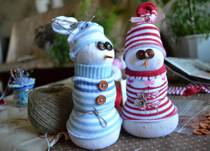 Идеи для создания снеговика из носка
