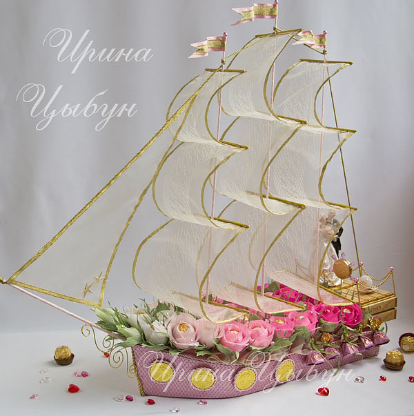 Мастер-класс: свадебный корабль из конфет