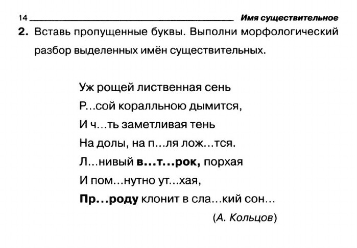 Схема морфологического разбора существительного 4 класс образец