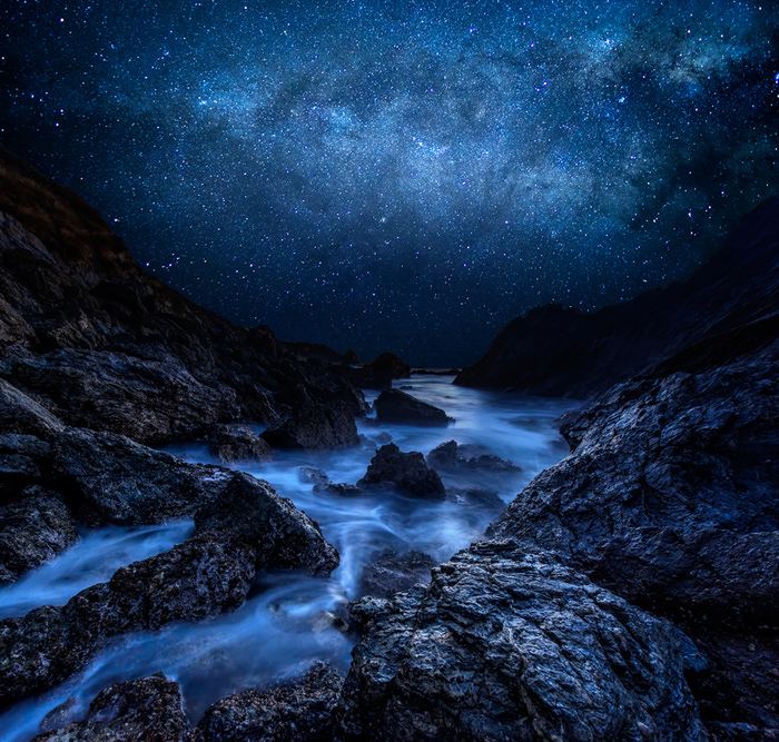 Cyan Starry Night (700x667, 429Kb)