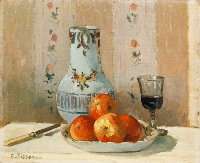 Камиль Писсаро - Натюрморт с яблоками и кувшином 1872 (700x571, 117Kb)