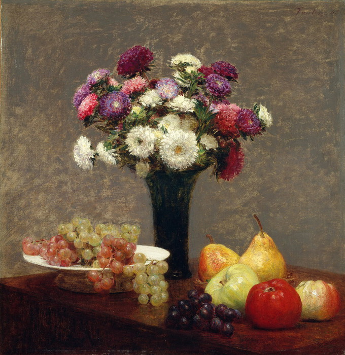 Анри Фантен-Латур - Астры и фрукты на столе 1868 (680x700, 151Kb)