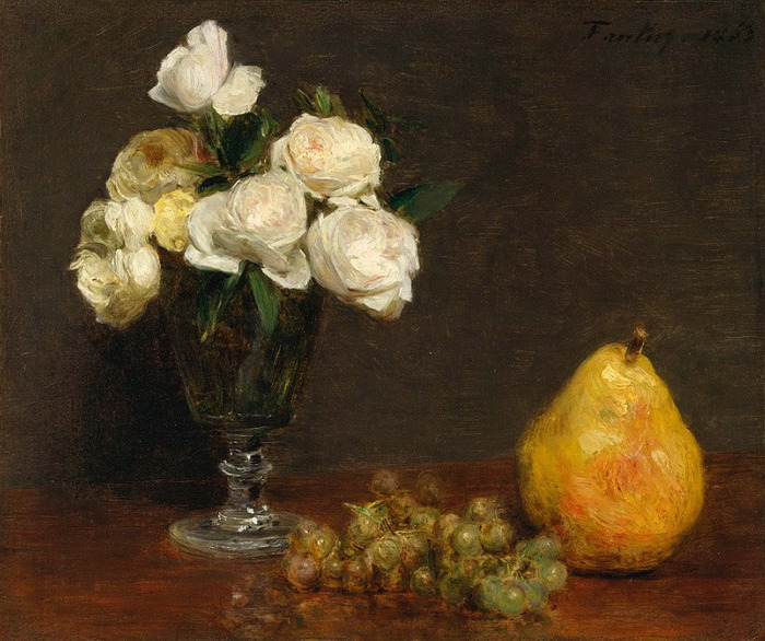 Анри Фантен-Латур - Натюрморт с розами и фруктами  1863 (700x586, 144Kb)