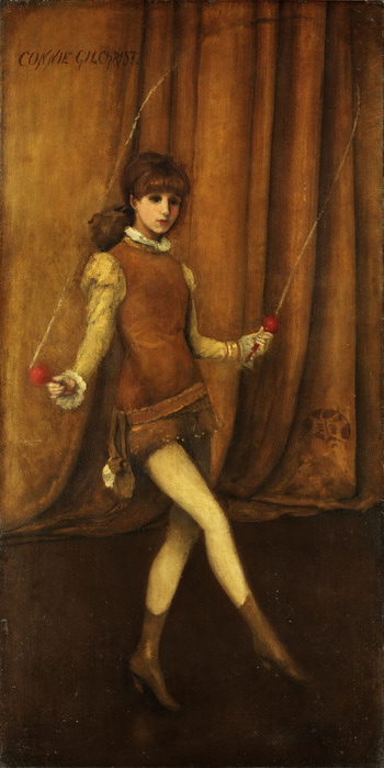 Джеймс Макнейл Уистлер - Гармония в желтом и золотом. Золотая девушка, Конни Гилкрист ок. 1876 (350x700, 72Kb)